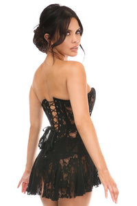 Lavish Black Sheer Lace Corset Dress