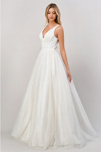 Off White Glitter Bridal Ball Gown