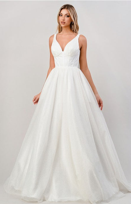 Off White Glitter Bridal Ball Gown