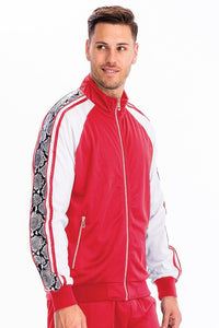 Red Snake Side Print Track Jacket