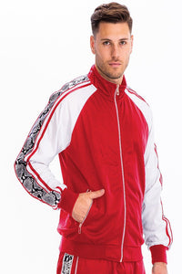 Red Snake Side Print Track Jacket