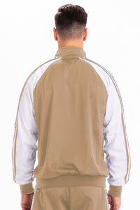 Khaki Snake Side Print Track Jacket
