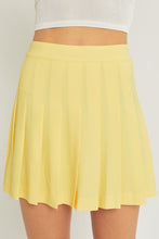 Yellow Zip Back Pleated Skirt