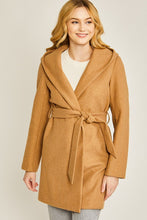 Camel JQ Fleece Belted Hoodie Coat