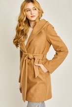 Camel JQ Fleece Belted Hoodie Coat
