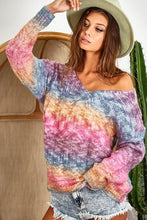 Fuchsia Multi Twist Knitted V Neck Ombre Sweater