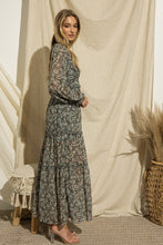 Floral Print Maxi Dress With Side Slit Detail