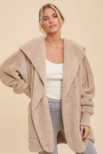 Taupe Faux fur So Soft plush hooded jacket with pockets