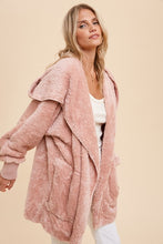 Mauve Faux fur So Soft plush hooded jacket with pockets