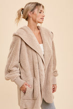 Taupe Faux fur So Soft plush hooded jacket with pockets