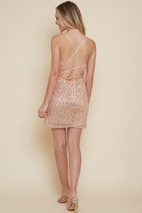 Rose Gold Sequin Slip Dress