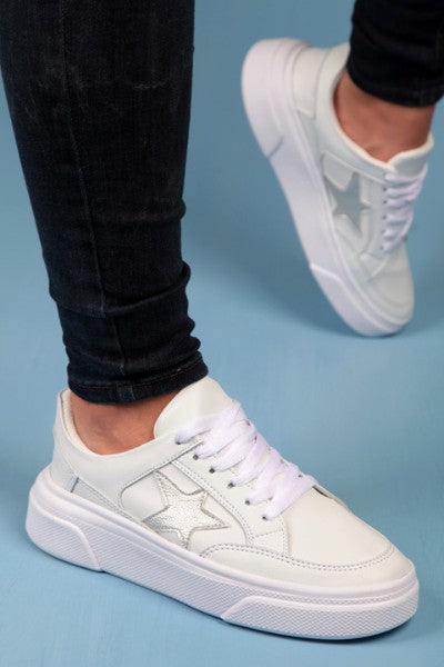 White/Silver Fashion Sneakers