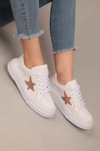 White/Rose Gold Fashion Sneakers