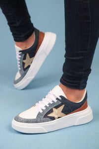 Denim/Tan Fashion Sneakers