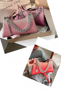 Pink Metal Chain Fashion Small Satchel