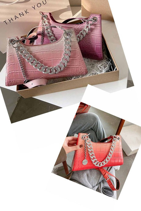 Orange Metal Chain Fashion Small Satchel