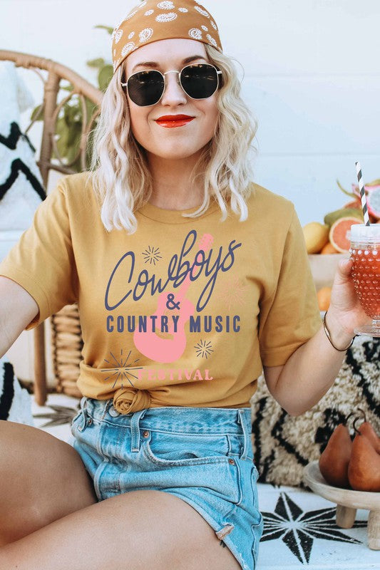 Mustard Cowboys And Country Music Festival Graphic Tee