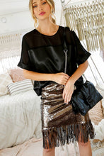 Charcoal Sequin Fringe Detailing Skirt