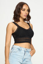 Black Padded Lace Longline Bralette