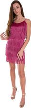 Fuschia Color Women's Short All-over Fringe Flapper Dress