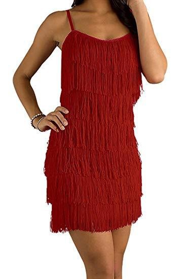 open lace back dress Sequin Short V-Neck Fringe Dress by Amelia Couture BZ028S main image 1