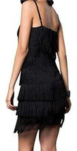 Black Color Women's Short All-over Fringe Flapper Dress