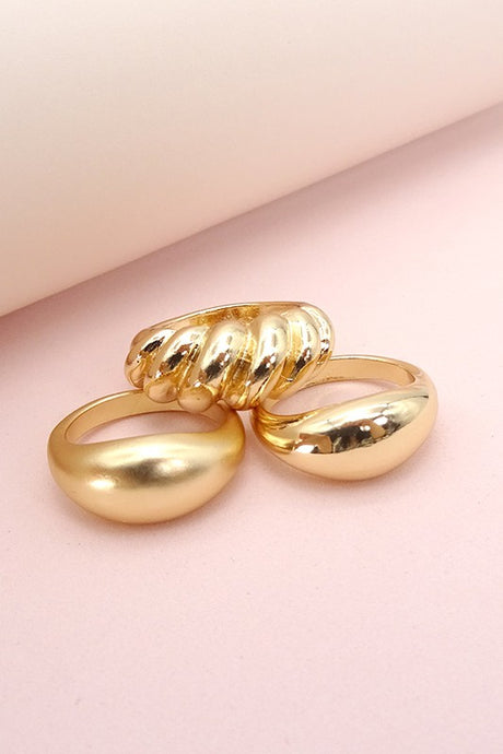 3 Chunky Gold Ring Set