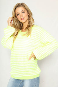 Citron Striped Long Sleeve Sweater