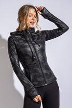 Camo Front Zipper Fitted Hooded Jacket W/ Pockets