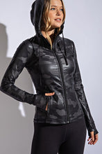 Camo Front Zipper Fitted Hooded Jacket W/ Pockets