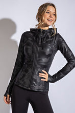 Camo Front Zipper Fitted Hooded Jacket W/ Pockets