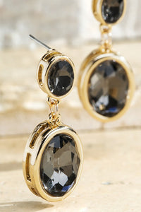 Black Diamond Double Glass Stone Drop Earrings
