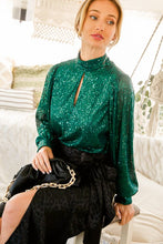 Hunter Green High Neck Sequin Top