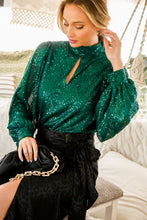 Hunter Green High Neck Sequin Top