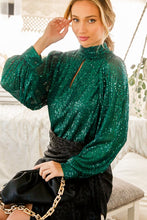 Hunter Green High Neck Sequin Top