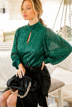 Hunter Green High Neck Sequin Top