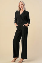 Black Cropped Blazer Dress Suits Set