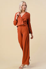 Rust Cropped Blazer Dress Suits Set