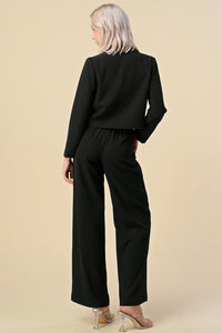 Black Cropped Blazer Dress Suits Set