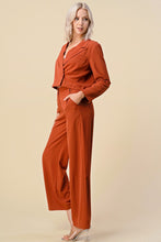 Rust Cropped Blazer Dress Suits Set