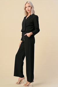 Black Cropped Blazer Dress Suits Set