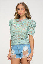 Sage Semi-Sheer Lace Crochet Top