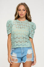 Sage Semi-Sheer Lace Crochet Top