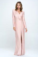 Mauve Solid Color Maxi Dress With Long Sleeves