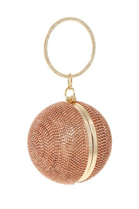 Rose Gold Ball Rhinestone Clutch Evening Bag