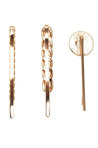 Gold/Black Rhinestone Pave Bee Accent Hairpin Set