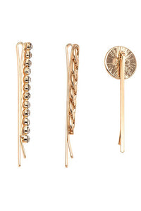 Gold/Black Rhinestone Pave Bee Accent Hairpin Set