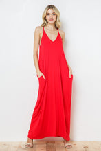 Red Knit Open Shoulder V Neck Harem Maxi Dress