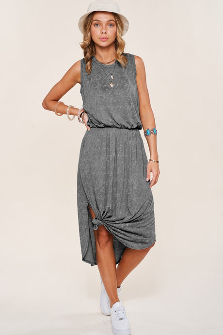Grey Sleeveless Summer Casual Long Dress