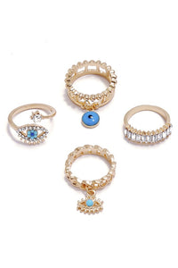 Evil Eye Rhinestone Rings Set
